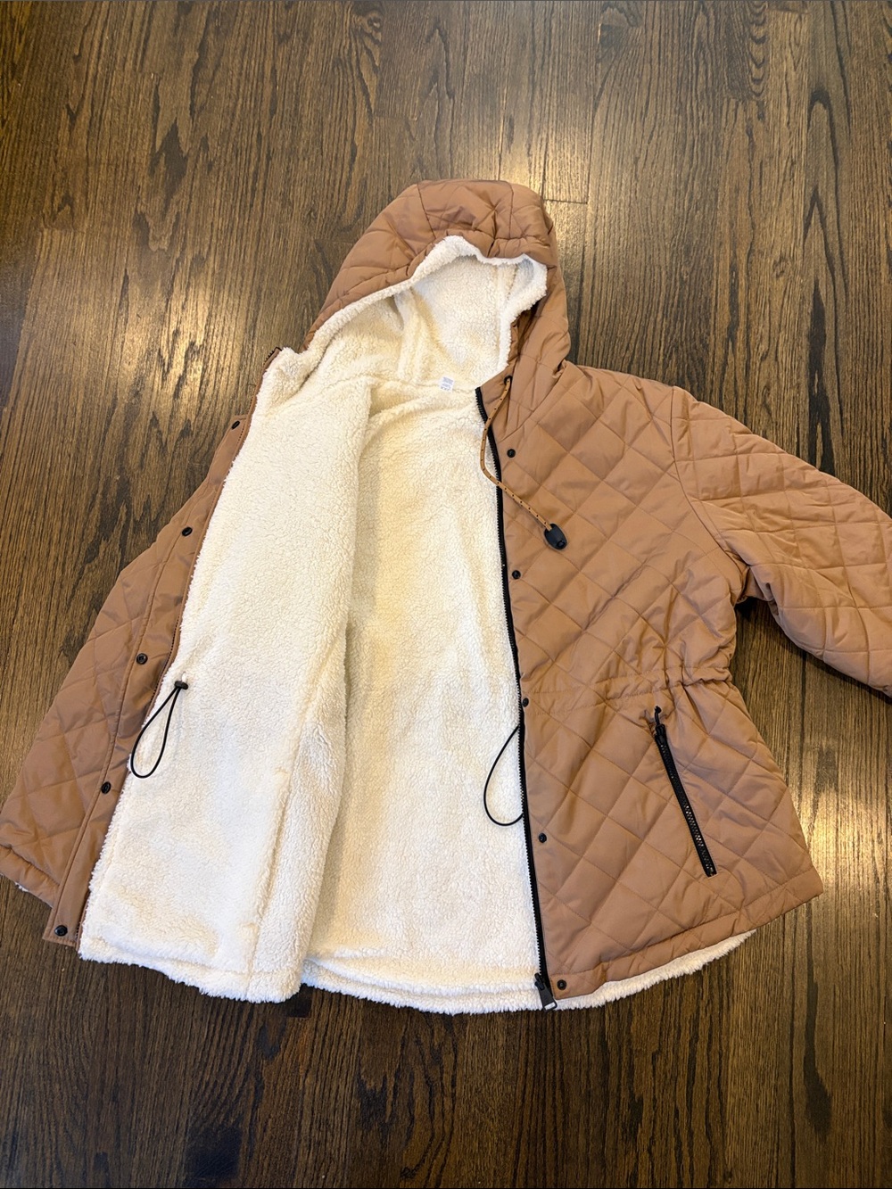 Women’sQuilted Hooded Jacket in Light Brown- XXL (NWOT) - Picture 8 of 12
